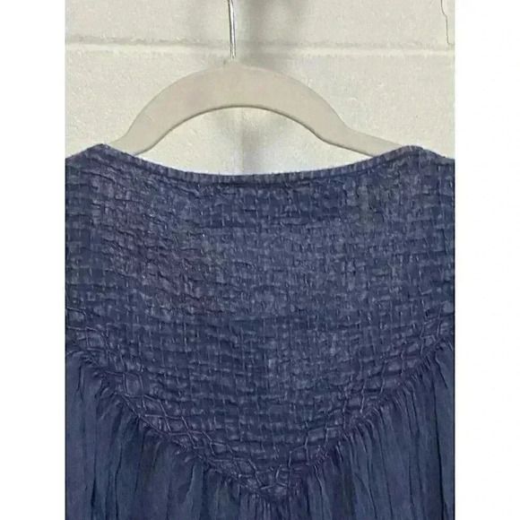 FP We the‎ Free Cool Meadow Peasant Blouse XSMALL Navy Long Sleeve Yoke Neck NWT - Picture 9 of 11